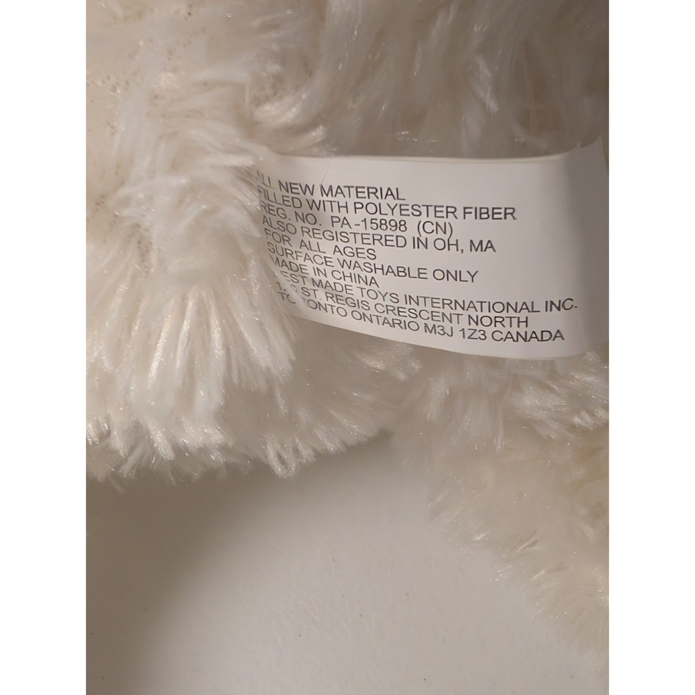 White Plush Teddy Bear 14" Soft Fur Happy Valentine's Day Tag‎ Red Scarf - Picture 4 of 4